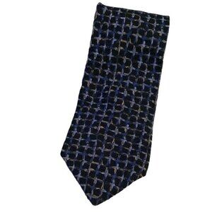 Charles Vinson Artisphere Silk Tie Black Blue 59" Basketweave Geo USA Made
